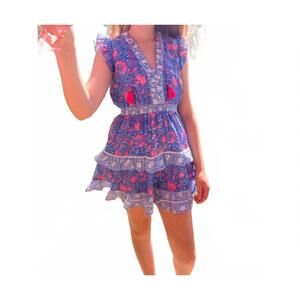 NEW BELL olivia a-line dress in blue pink print